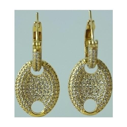 Earrings exaggerated metal wind ear hook copper plated gold button type womens Earrings two color Street trendsetter Earrings