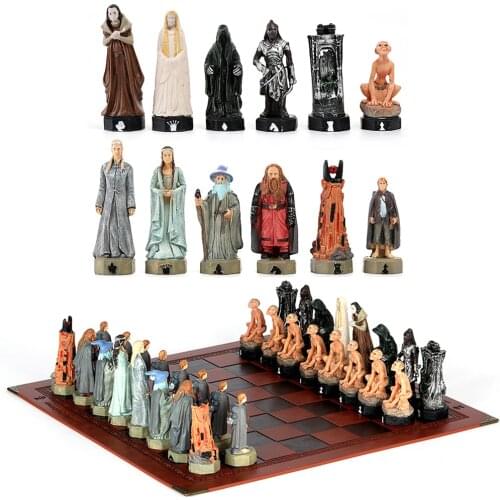 Chess Desktop Intelligence Game Movie Theme Toy Luxury Knight Hand-Painted Checkers Backgammon Card Gift Collection Character