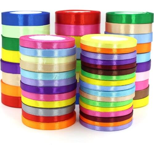 25 Yard/Roll Ribbon 6/10/12/15/20/25/38MM Silk Satin Solid Color Ribbons For Christmas Party Wedding Decoration Gift Packing DIY