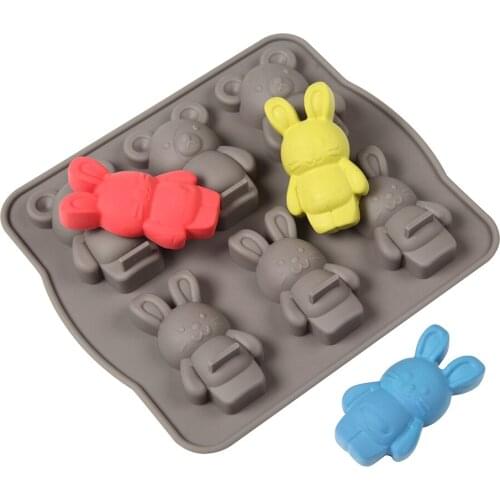 6-Cavity Silicone Cake Molds for Baking Dessert Mousse New Decorating Moulds 3D Bear Bunny Rabbit Shape Chocolate Bakeware Tool