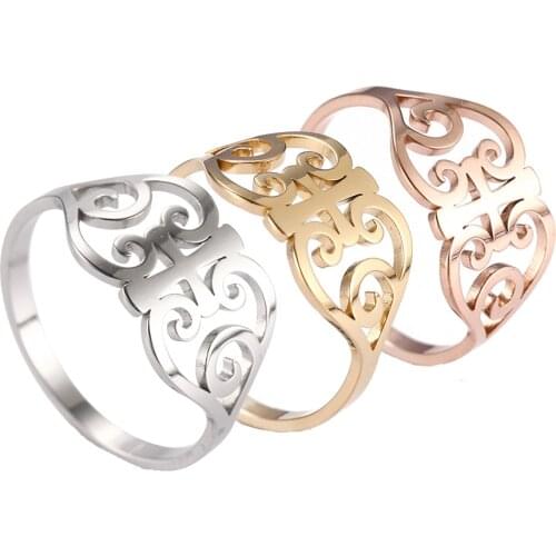 Skyrim Women Vintage Flower Finger Rings Elegant Stainless Steel Rose Gold Color Casual Ring Anniversary Valentines Day Gift