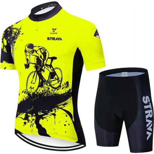 2021 STRAVA Cycling Jersey Sets for Men Summer Breathable Bike Bicycle Clothing MTB Bib Short Sleeve Pants Maillot Ropa Ciclismo