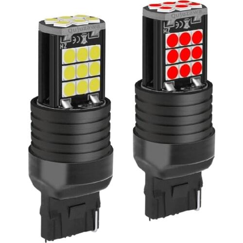 2PCS T20 7440 W21W WY21W Super Bright LED Car Brake Bulbs Turn Signals Auto Reverse Lamp Daytime Running Lights Red White Yellow