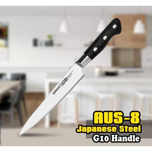 TUO CUTLERY Utility Knife for Paring Carving- AUS-8 Japanese High Carbon Kitchen Knife - Ergonomic G10 Handle - 6''(152mm)