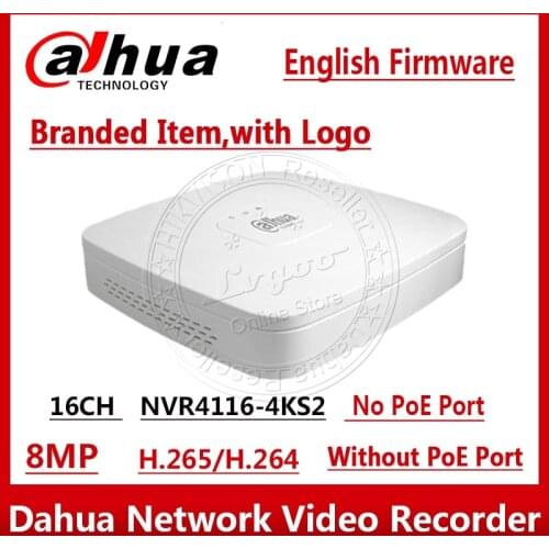 Dahua NVR4116-4KS2 16CH Smart 1U 4K&H.265 Lite Network Video Recorder Up to 8MP 1SATA No POE Replace NVR4116HS-4KS2 With Logo