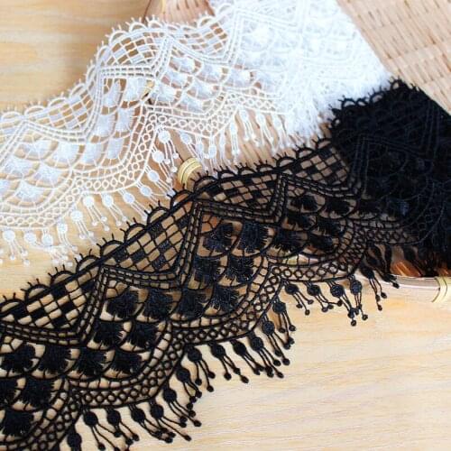 20yards High Quality Water Soluble Lace Trim Hollow Tassel Embroidered Lace Fabric for Wedding Dress Apparel Decor Supply 10cm