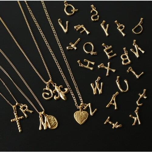 316L Stainless Steel Men Women Jewelry 26 Alphabet Letters 18K Gold Plated Charm Initial Letter Pendant DIY Making