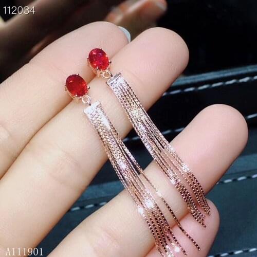 KJJEAXCMY fine jewelry Identification of 925 Sterling silver-inlaid sapphire Ruby female tassels