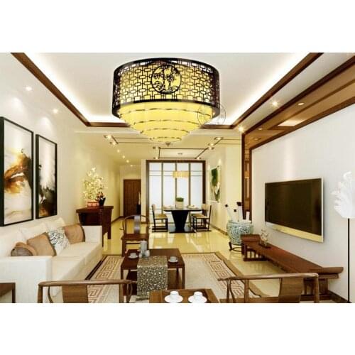 Chinese style Iron restaurant lobby hall wood Pendant Lights Chinese creative living room lamps Retro Decoration Art ZA ZS62