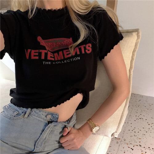 Women Sexy tops Short-Sleeved Ruffles Crop Tops Tees Vintage Letters Printed Loose Casual Female y2k top aesthetic T-shirts