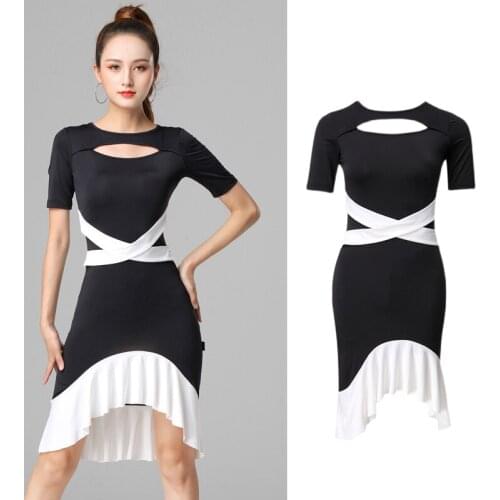 Women Latin Dance Dress Hollow Out Design Summer Tango ChaCha Prom Performance Costume Samba Competition Clothing YS2195