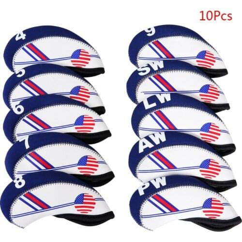 10Pcs/Set Portable Sport Neoprene Golf Club Head Cover Iron Protective Headcover PXPF