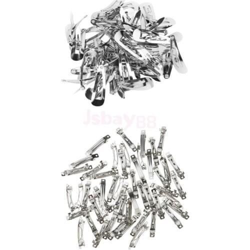 100pcs Silver Metal Snap Hair Clips Bulk and French Barrette Silver Hair Clips Sliders DIY Baby Girl Hair Bow Hair Accessories