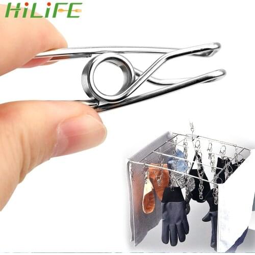 HILIFE 20Pcs Clothing Clamps Fixed Clip Clothes Pegs Clothes Pins Sealing Clip Photo Hanging Clip Stainless Steel Multi-function