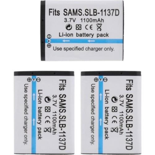 3pcs/lot Replacement Camera Battery SLB-1137D 1137D For Samsung HMX-E10 NV100 HMX-E10OP HMX-E10BP HMX-E10WP