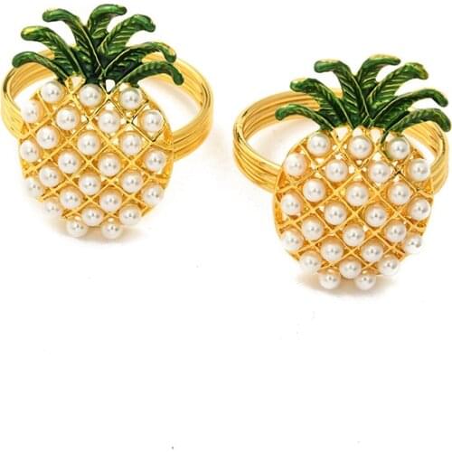 4PCS/Metal Napkin Ring Pineapple Napkin Ring Golden Napkin Ring Table Decoration Western Food Hotel Party Decoration