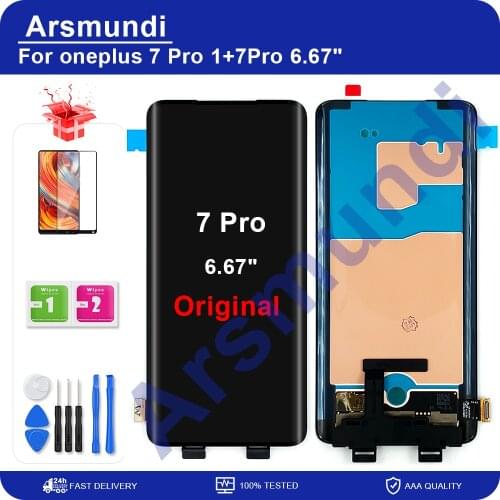 6.67" Original Supor Amoled Tested For OnePlus 7 Pro LCD Display Screen+Touch Panel Digitizer For Oneplus 7T Pro McLaren 90HZ
