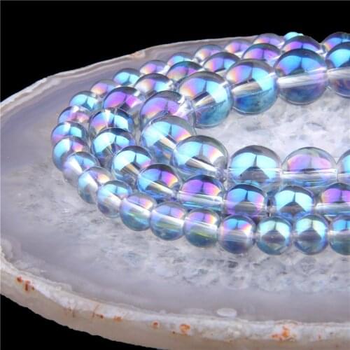 6/8/10/12 MM Crystal Beads AB Polished Austria Crystal Glitter Moonstone Round loose Beads For Jewelry Making round spacer beads