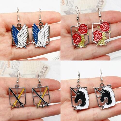Anime Attack On Titan Drop Earring Cosplay Prop Accessories серьги Attack Wings Shingeki Dangle Earrings For Women Girl Fashion