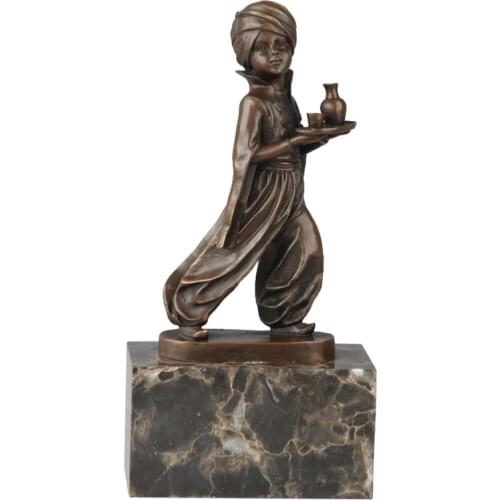 Arabian Teenager Bronze Statue Child Boy Sculpture Antique Figurine Art Children Room Decor