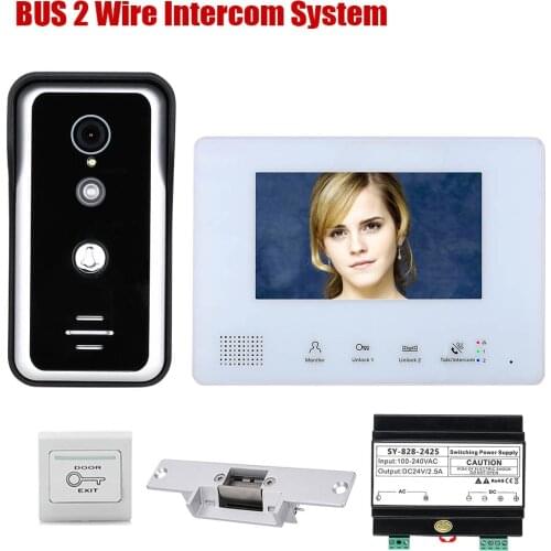 BUS 2 Wire Video Door Phone Intercom systems Electronic Door Lock For Home Doorbell Villa Building Apartment with 7inch Monitor