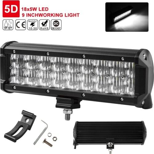 9 Inch 90W 5D Lens LED Car Light Bar Flood Spot Combo Beam For 4WD 4x4 led bar offroad SUV ATV Tractor Boat Trucks Excavator