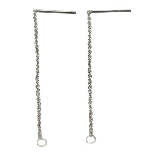 Beadsnice 925 Sterling Silver Ear Wire with Jump Ring Long Chain Stud Earring Findings DIY Jewelry Making 37387