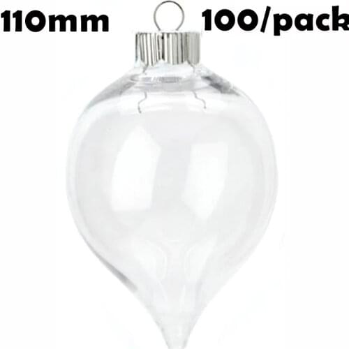 Free Shipping DIY Paintable Christmas Xmas Decoration Ornament 100mm Glass Tapered Teardrop, 100/Pack