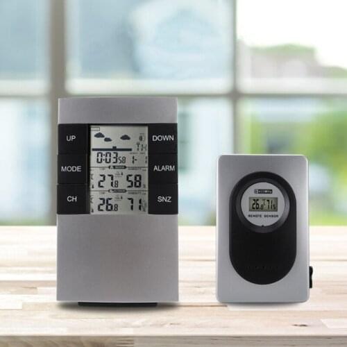 Wireless Weather Station Clock Indoor Outdoor Thermometer Hygrometer Alarm C/F Y98E