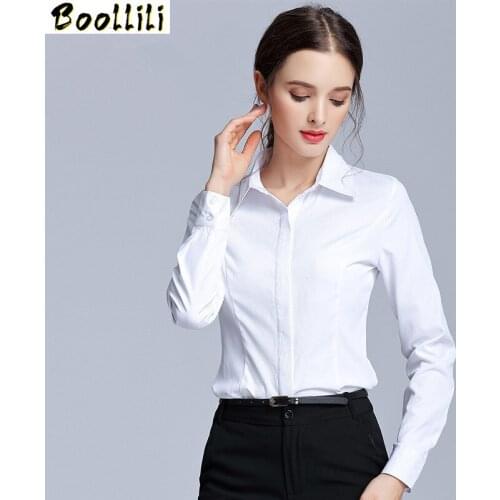 Boollili 2020 Fashion OL White Shirt Women Spring Autumn Formal Suit Slim Ladies Tops Workwear Shirts Femme Plus Size 5XL