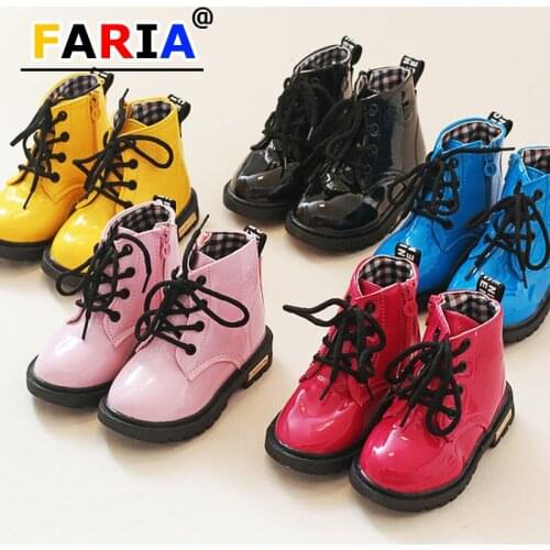 Kids 21-37 size 2020 new Martin fur boots for little girls boys baby pu leather winter warm plush casual children fashion shoes