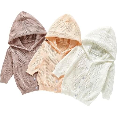 Baby Cardigan 2021 Autumn Baby Sweaters Hooded Toddler Kids Girls Outfit Clothes Thin Button Knitted Sweater Coat Tops Love