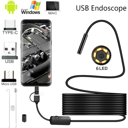 5.5mm lens Camera Endoscope IP67 1/2/3.5/5/10 M Hard Flexible Tube Mirco USB Borescope Video Inspection for Android Endoscope