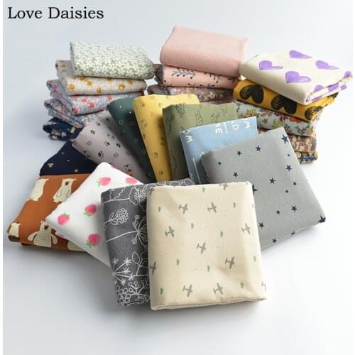 100% Cotton Sanded Cartoon Rabbit Sheep Snail Orange Flower Dot fabric Soft for DIY Kids Autumn Apparel Home Clothes Dress Scarf