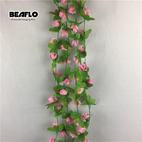 2m 35 Heads Artificial Flower Vine Rose Fake Silk Rattan Flowers Home Wedding Decoration Wall Hanging para decora