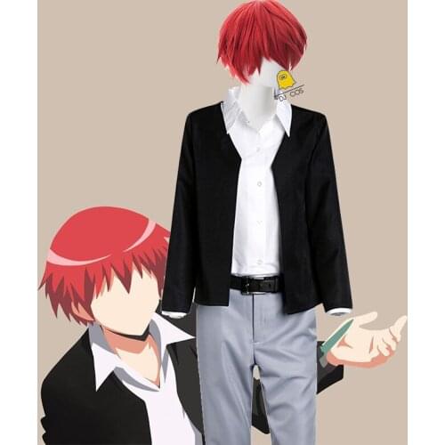 Assassination Classroom Karma Akabane Akabane Karuma Cosplay Costume Red Wig Party Men Suit Carnival Outfit Women Black Jacket