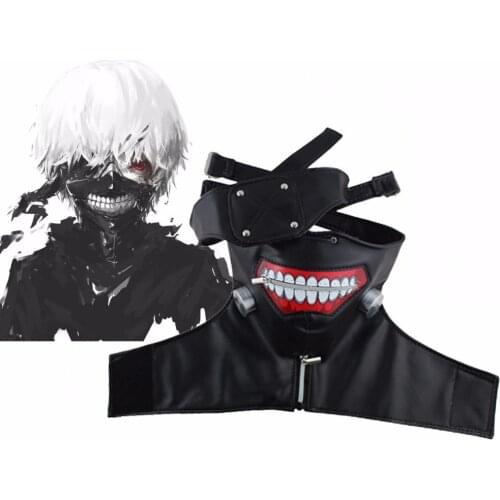 Tokyo Ghouls Kaneki Ken Cosplay Mask Adjustable Zipper Faux Leather Black White Face Masks Men Women Halloween Party Masks