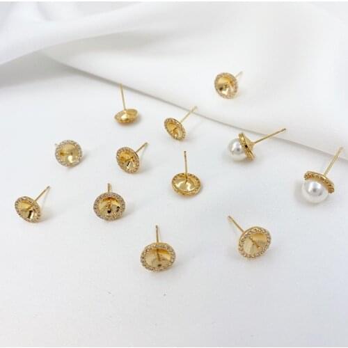 Copper-plated gold-encrusted earring tray diy handmade earrings homemade earrings accessories jewelry materials