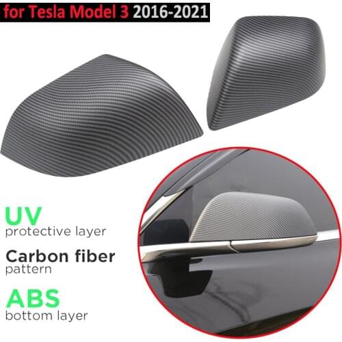 Car Rear view Exterior Modification For Tesla Model 3 2017-2021 ABS Carbon Fiber Style Matte Rearview Mirror Cover Accessories