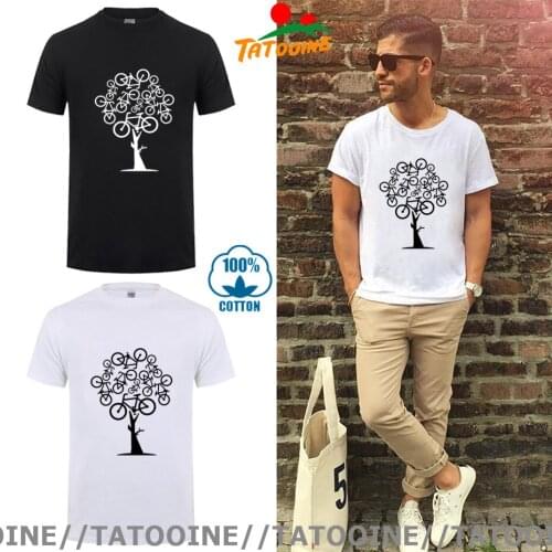 Artistic Picture Green Bicycle Tree T Shirt men Slim Fit Swag Plus Size Tee Camiseta Christmas Gift Tshirt Tree of Bikes T-shirt