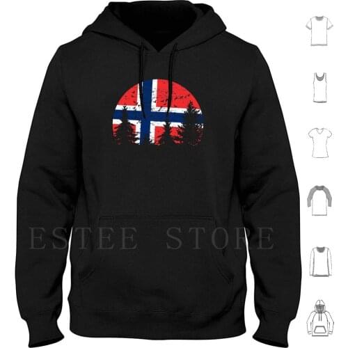Norway Flag Moon Design Hoodies Souvenir Idea Travel Holiday Vacation Parents Country States State World Earth