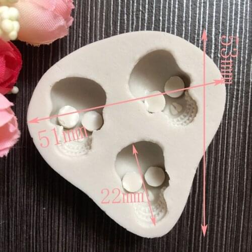 New Popular DIY 3 cavity skull silicone mold fondant cake decorating chocolate cookies candy baking tools