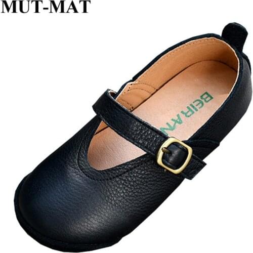 2020 New childrens shoes Geniune leather casual Soft cowhide autumn new single shoes 2020 princess college black Footwear