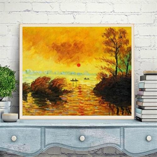 New hot 5D DIY Monet Scenery Character Diamond Famous Painting Cross Stitch Diamond Embroidery Mosaic Picture Home Decor