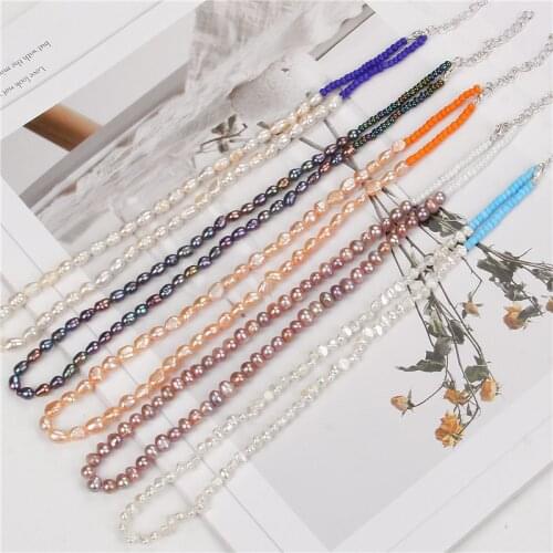 Natural Freshwater Cultured Pearl Necklace Japanese and Korean Fashion Pearl Necklace Choker Chain Fresh Collarbone Chain Girl