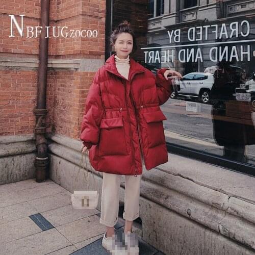 Burgundy Black S-XL Women Parkas Students Korean Loose Thick Female Overcoat