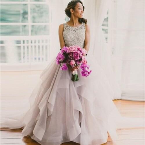 Beading A-Line Wedding Dresses 2021 Backless Off The Shoulder Sleeveless Party Bridal Gowns With Sweep Train Vestidos De Noiva