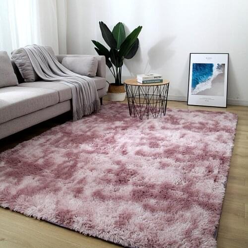 Bedroom plush rug living room coffee table rectangular thick carpet Nordic thickened tie-dyed silk wool carpet decoration rug