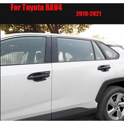 For Toyota Rav4 2019 2020 ABS carbon fiber silver plated side door handle cover decoration scratch-resistant modification