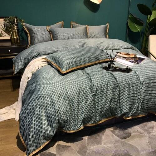 100%Pure Cotton 1.8m Bedsheet Luxury Style 80 Long-Staple Cotton 4pcs Bedding Set Simple Trendy Personality Printing Duvet Cover